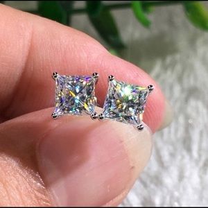 .925 Sterling Silver 4 Carat Moissanite Earrings